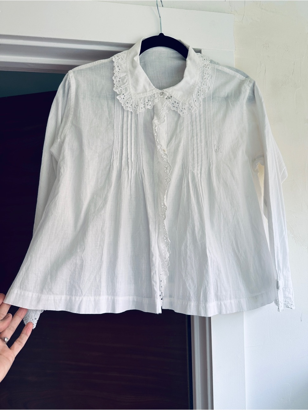 Antique French white cotton blouse